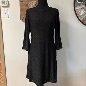 Sz4 Tommy Hilfiger black eyelet sheath dress 3/4 bell sleeves new with tags